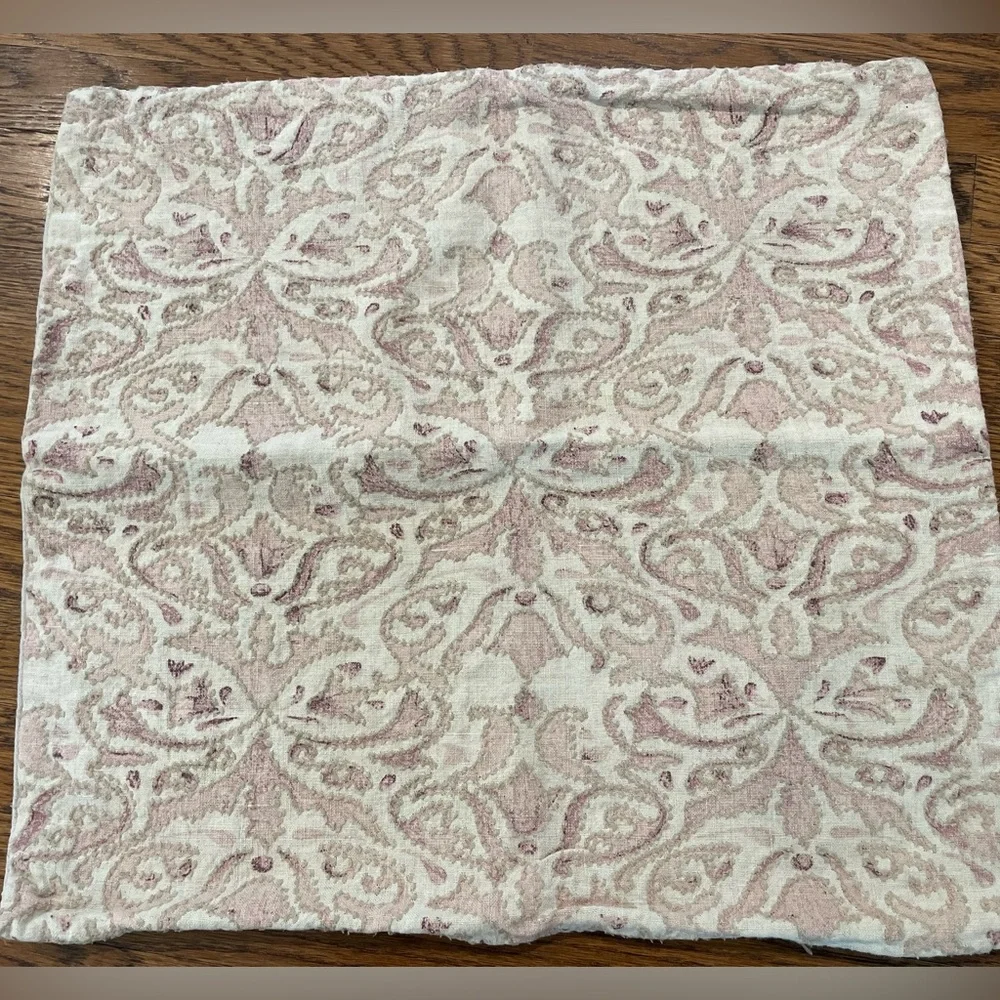 Pottery Barn Reilley Pink Pillow Cover 22inch Crewel Embroidered Linen Spring